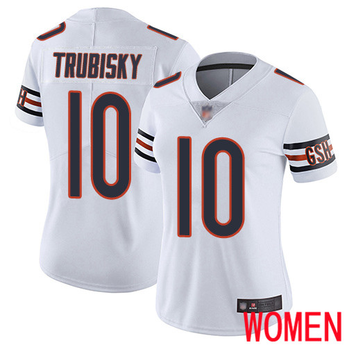 Chicago Bears Limited White Women Mitchell Trubisky Road Jersey NFL Football #10 Vapor Untouchable->youth nfl jersey->Youth Jersey